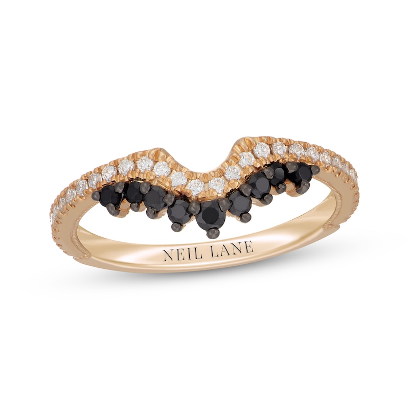 Main Image 1 of Neil Lane Black & White Diamond Notched Wedding Band 3/8 ct tw 14K Yellow Gold