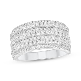 Adore Round-cut Diamond Multi-Row Anniversary Band 1 ct tw 10K White Gold