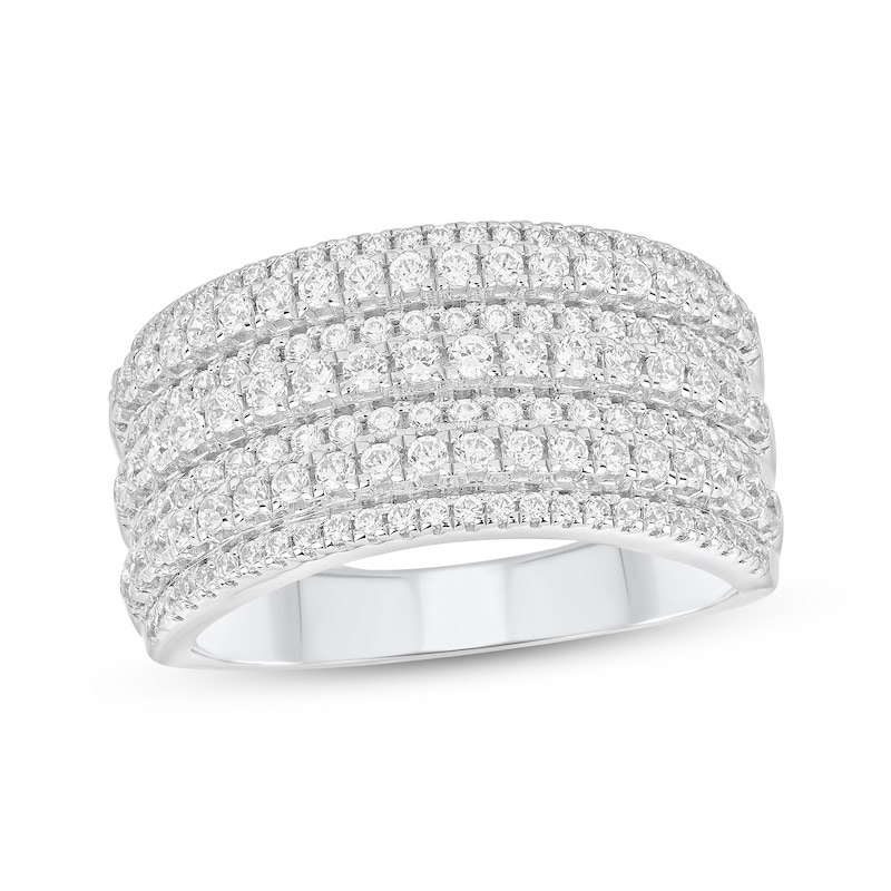 Main Image 1 of Round-cut Diamond Multi-Row Anniversary Band 1 ct tw 10K White Gold