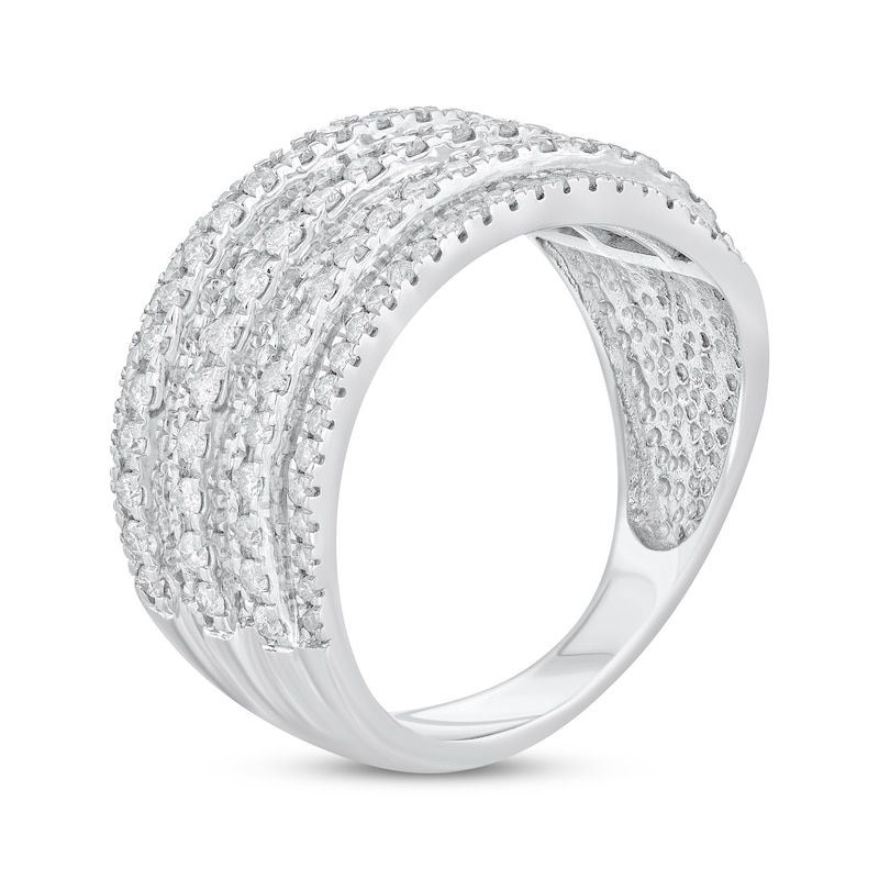 Main Image 2 of Round-cut Diamond Multi-Row Anniversary Band 1 ct tw 10K White Gold