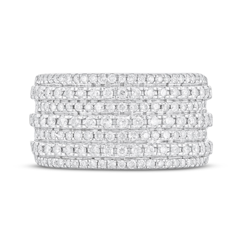 Main Image 3 of Round-cut Diamond Multi-Row Anniversary Band 1 ct tw 10K White Gold