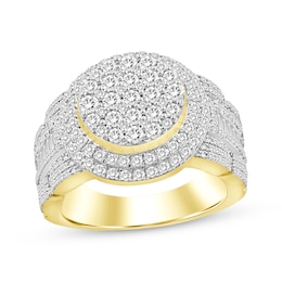 Men's Multi-Diamond Center Circle Ring 2 ct tw 10K Yellow Gold