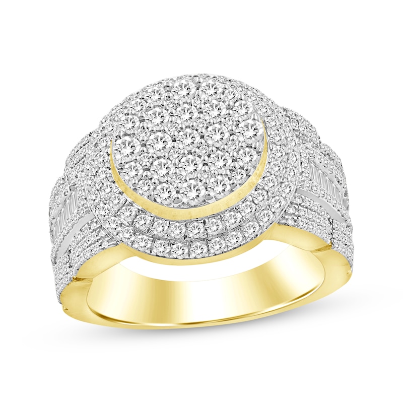 Main Image 1 of Men's Multi-Diamond Center Circle Ring 2 ct tw 10K Yellow Gold