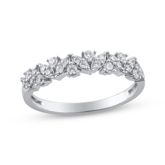 Diamond Marquise-Frame Anniversary Ring 1/3 ct tw 14K White Gold