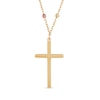 Thumbnail Image 1 of Diamond-Cut Rosary Cross Necklace 14K Tri-Tone Gold 17.75&quot;