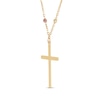 Thumbnail Image 2 of Diamond-Cut Rosary Cross Necklace 14K Tri-Tone Gold 17.75&quot;