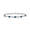 Thumbnail Image 0 of Oval-Cut London Blue Topaz & White Lab-Created Sapphire Link Bracelet Sterling Silver 7.5"