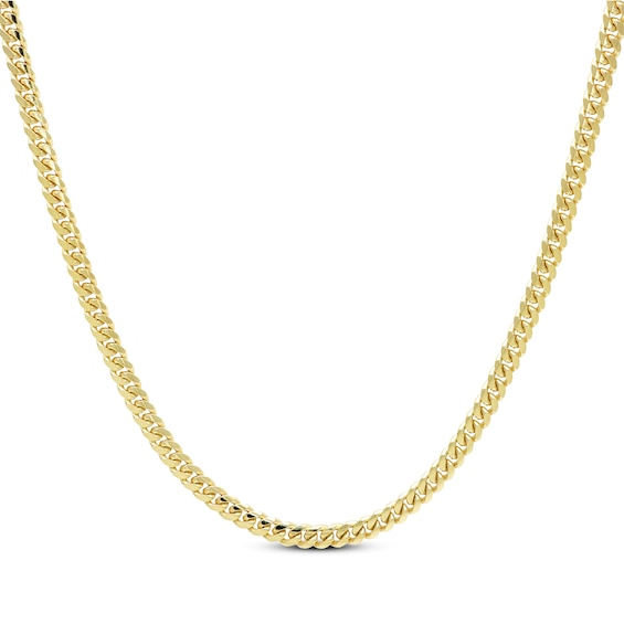 Solid Miami Cuban Curb Chain Necklace 3.3mm 14K Yellow Gold 22"