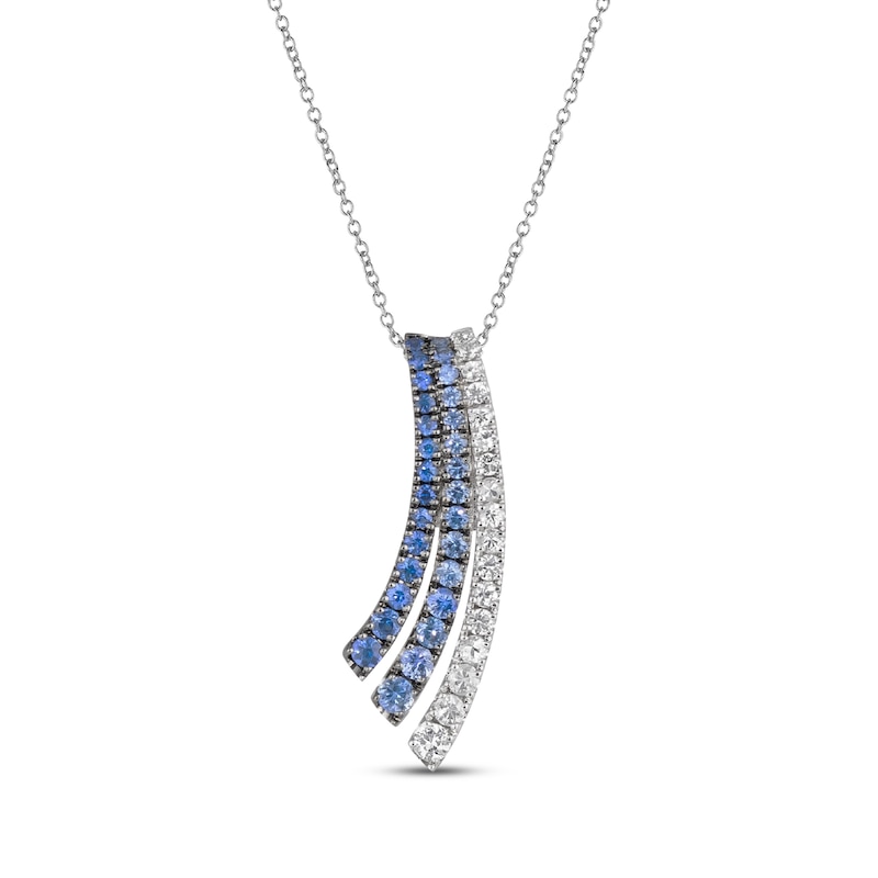 Main Image 1 of Le Vian Denim Ombre Sapphire Necklace 14K Vanilla Gold 18&quot;