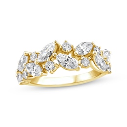 Marquise & Round-Cut Diamond Alternating Anniversary Ring 2 ct tw 14K Yellow Gold
