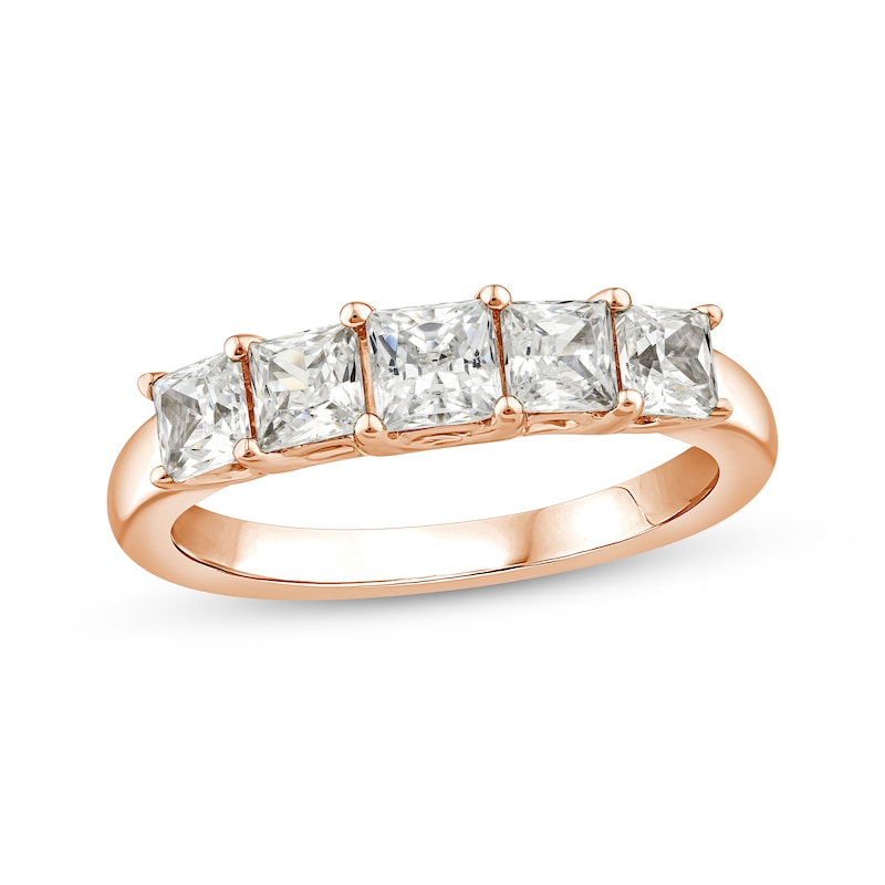 Main Image 1 of Princess-Cut Five-Stone Anniversary Ring 1-1/2 ct tw 14K Rose Gold