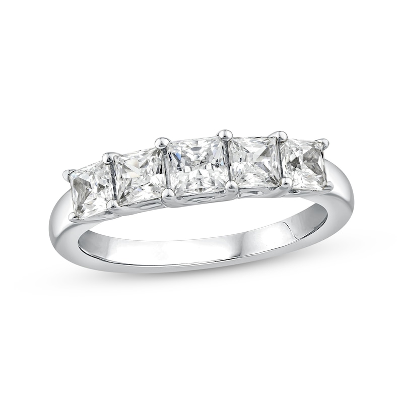 Main Image 1 of Princess-Cut Five-Stone Anniversary Ring 1-1/2 ct tw 14K White Gold