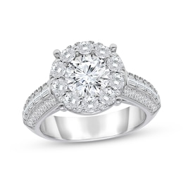Lab-Created Diamonds by KAY Round-Cut Halo Engagement Ring 3 ct tw 14K White Gold
