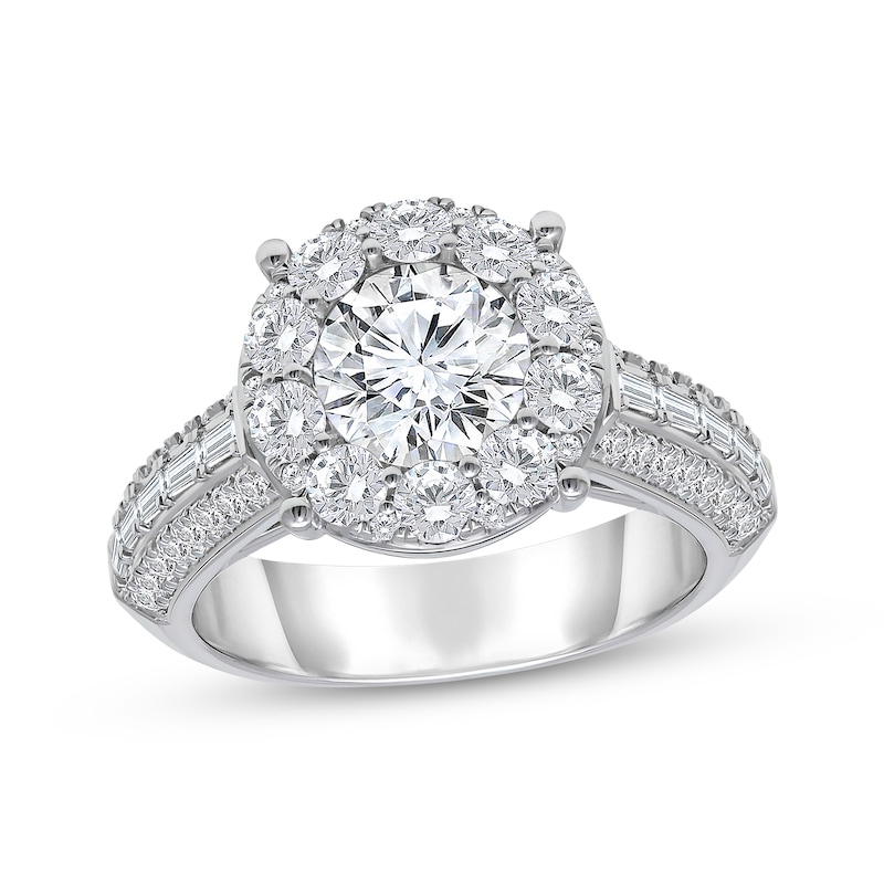 Lab-Grown Diamonds by KAY Round-Cut Halo Engagement Ring 3 ct tw 14K White Gold