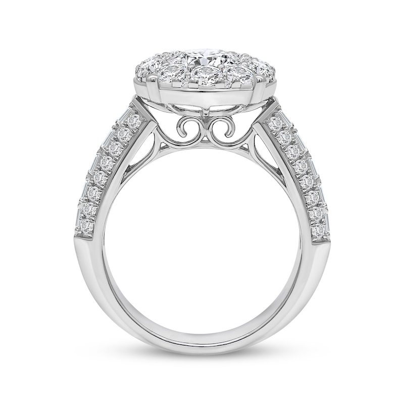 Lab-Grown Diamonds by KAY Round-Cut Halo Engagement Ring 3 ct tw 14K White Gold