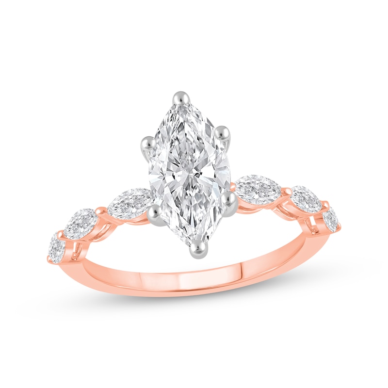 Main Image 1 of Lab-Grown Diamonds by KAY Marquise-Cut Engagement Ring 2 ct tw 14K Rose Gold