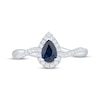 Thumbnail Image 3 of Pear-Shaped Blue Sapphire & Diamond Halo Engagement Ring 1/4 ct tw 14K White Gold