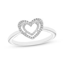 Believe in Love Diamond Double Heart Ring 1/10 ct tw Sterling Silver