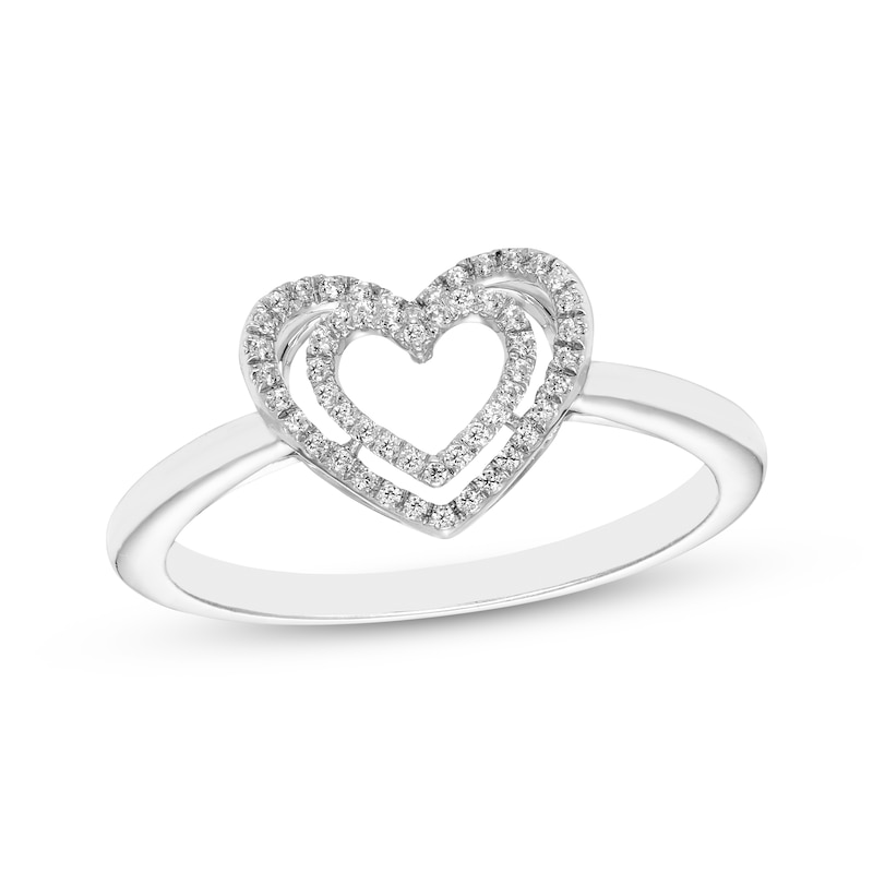 Believe in Love Diamond Double Heart Ring 1/10 ct tw Sterling Silver