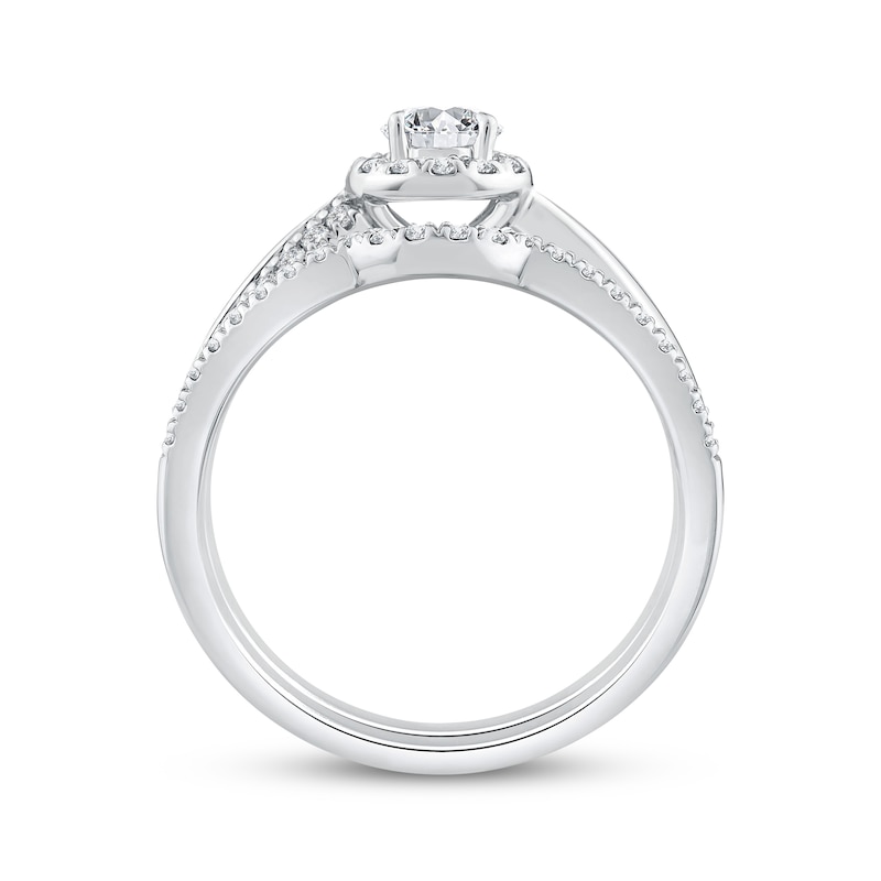 Round-Cut Diamond Halo Bridal Set 5/8 ct tw 10K White Gold