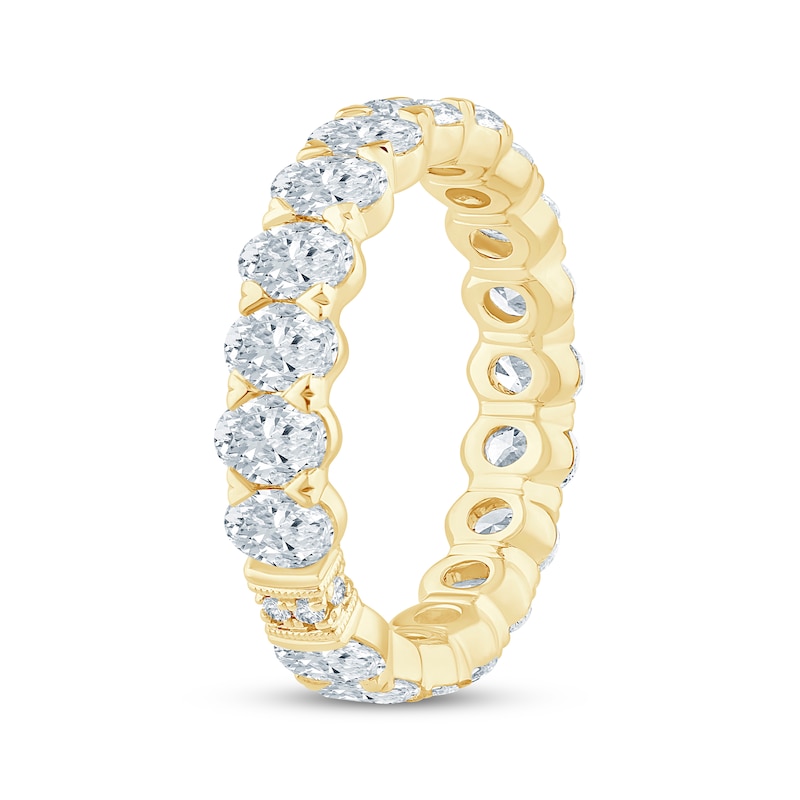 Main Image 2 of Monique Lhuillier Bliss Oval-Cut Lab-Grown Diamond Eternity Ring 3 ct tw 18K Yellow Gold