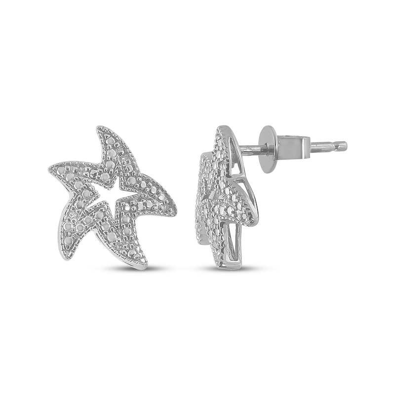 Main Image 1 of Diamond Accent Starfish Outline Earrings Sterling Silver