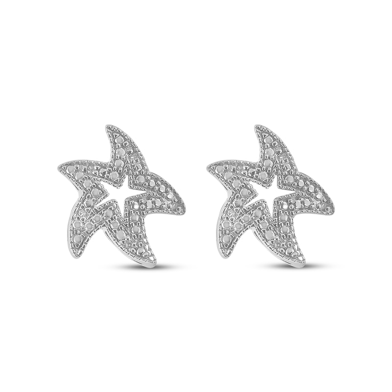 Main Image 2 of Diamond Accent Starfish Outline Earrings Sterling Silver