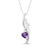 Thumbnail Image 1 of Heart-Shaped Amethyst & White Lab-Created Sapphire Swirl Necklace Sterling Silver 18&quot;