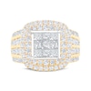 Thumbnail Image 3 of Princess-Cut Multi-Diamond Double Halo Engagement Ring 3 ct tw 10K Yellow Gold