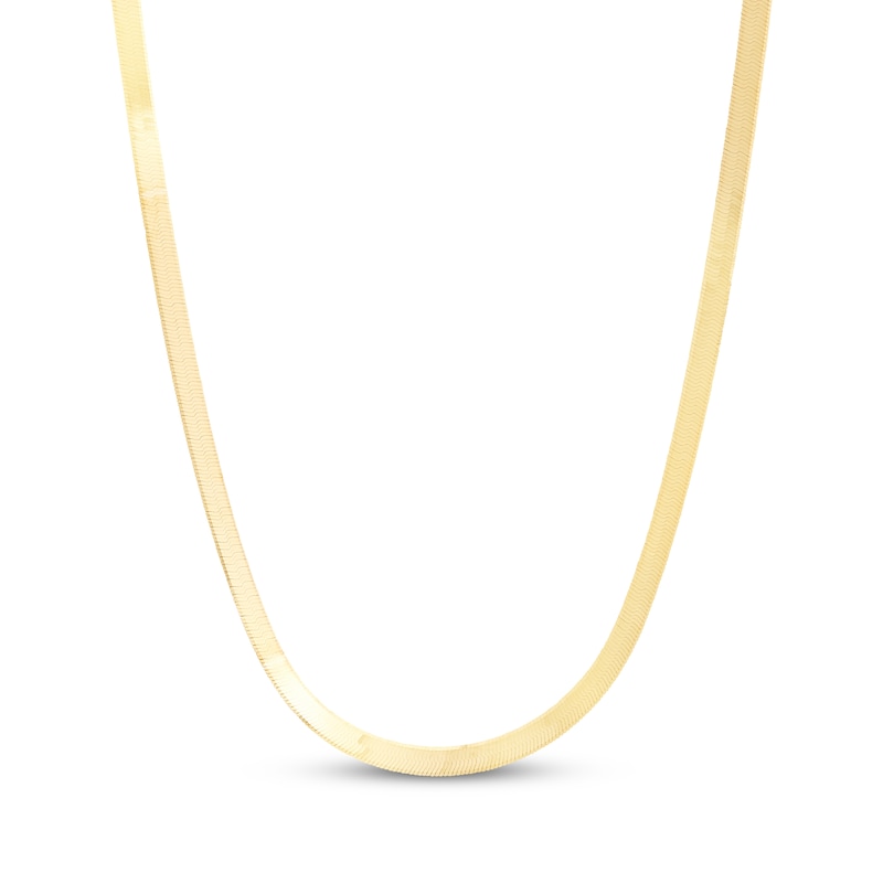 Main Image 1 of Solid Herringbone Chain Necklace 3mm 10K Yellow Gold 18&quot;