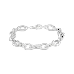 Twisted Pear-Shaped Link Bracelet Hollow Sterling Silver 7.5&quot;