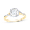 Thumbnail Image 1 of Diamond Cushion Halo Promise Ring 1/4 ct tw 10K Yellow Gold