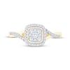 Thumbnail Image 3 of Diamond Cushion Halo Promise Ring 1/4 ct tw 10K Yellow Gold