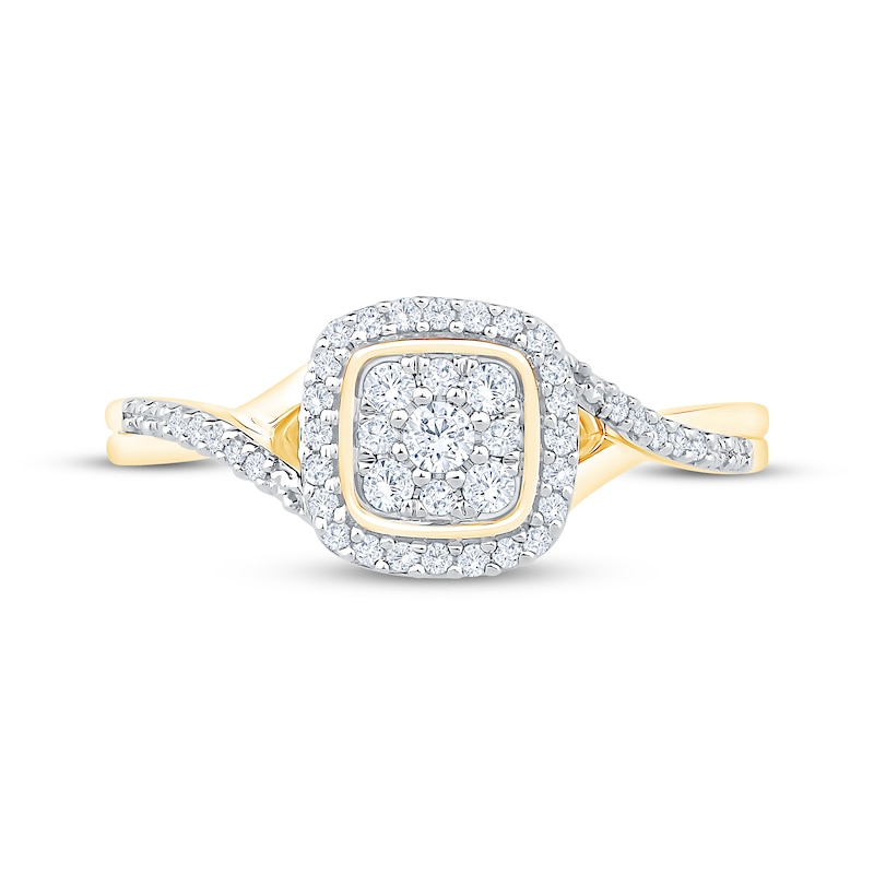 Main Image 3 of Diamond Cushion Halo Promise Ring 1/4 ct tw 10K Yellow Gold