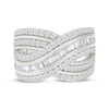 Thumbnail Image 4 of Baguette & Round-Cut Multi-Band Crossover Ring 1 ct tw 10K White Gold