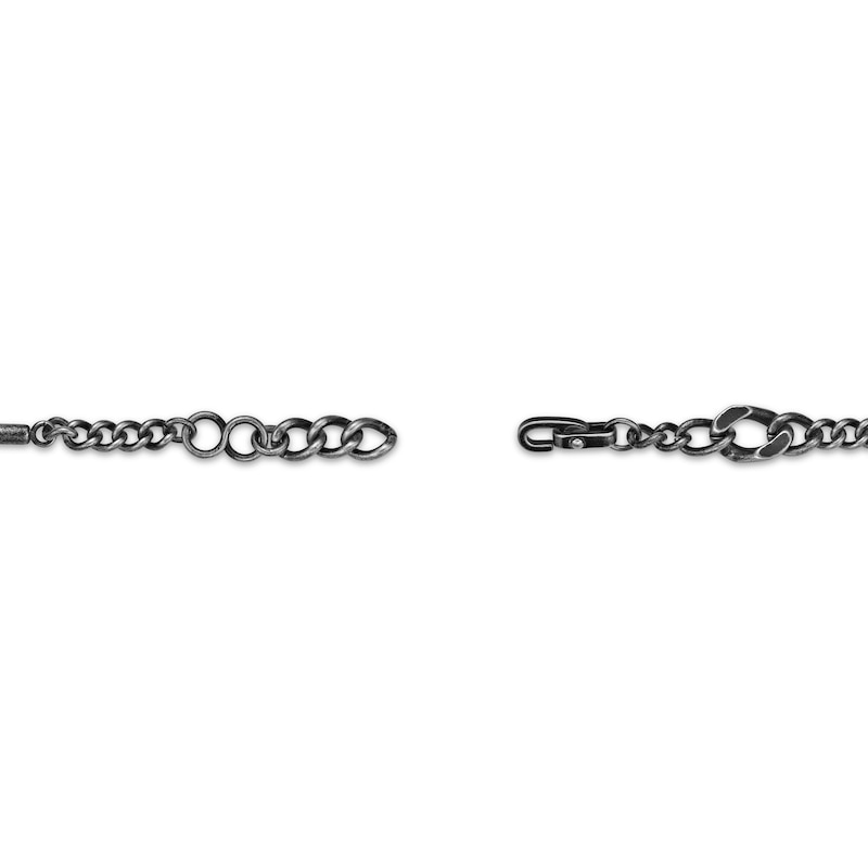 Main Image 3 of Men's Cross Antique-Finish Curb Chain Link Bracelet Stainless Steel 9&quot;