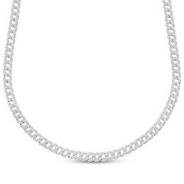 Men's Diamond Curb Chain Necklace 5/8 ct tw Sterling Silver 20&quot;