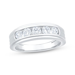 Adore Men's Diamond Five-Stone Wedding Band 1 ct tw 10K White Gold