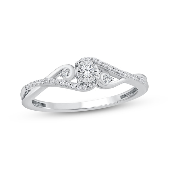 Diamond Bypass Promise Ring 1/6 ct tw Sterling Silver