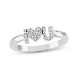 Diamond &quot;I Heart U&quot; Ring 1/10 ct tw Sterling Silver