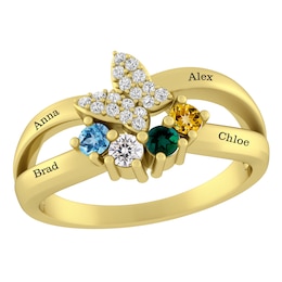 Color Stone Family Butterfly Ring
