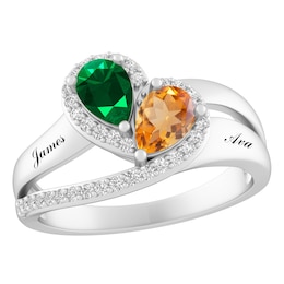 Pear-Shaped Gemstone Bypass Couple's Ring