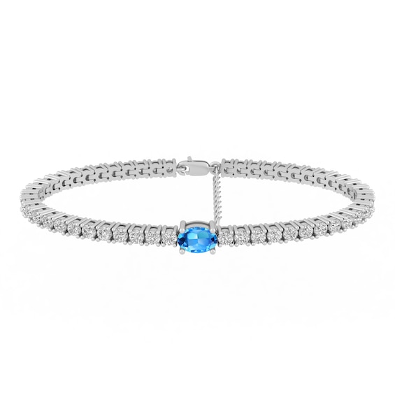 Sterling Silver Birthstone Tennis Bracelet (1 Stone)