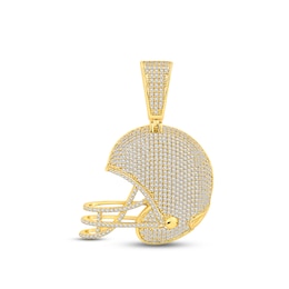 Men's Diamond Football Helmet Pendant 3 ct tw Round-cut 10K Yellow Gold