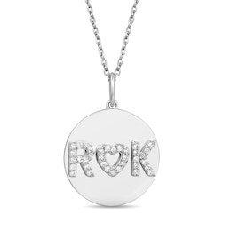 Raised Initials Round Disc Heart Necklace (2 Initials)