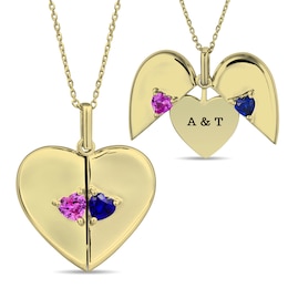 Birthstone Couple's Hidden Message Heart Necklace