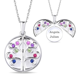 Birthstone Family Tree Hidden Message Necklace