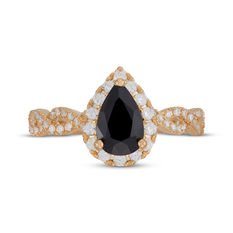 Main Image 3 of Neil Lane Pear-Shaped Black & White Diamond Engagement Ring 1-1/2 ct tw 14K Yellow Gold