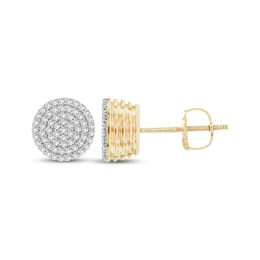 Men's Diamond Circle Stud Earrings 1/2 ct tw 10K Yellow Gold