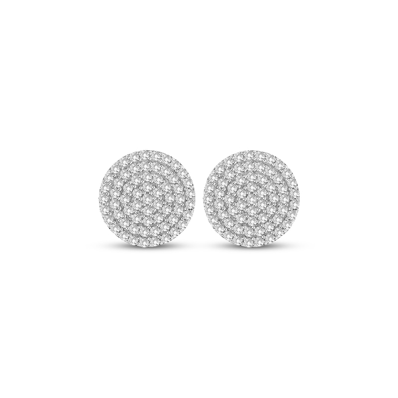 Main Image 2 of Men's Diamond Circle Stud Earrings 1/2 ct tw 10K Yellow Gold